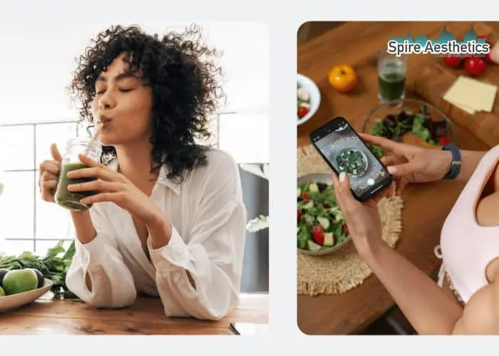 Image of woman looking into her diet and fat freezing Highworth to improve her health
